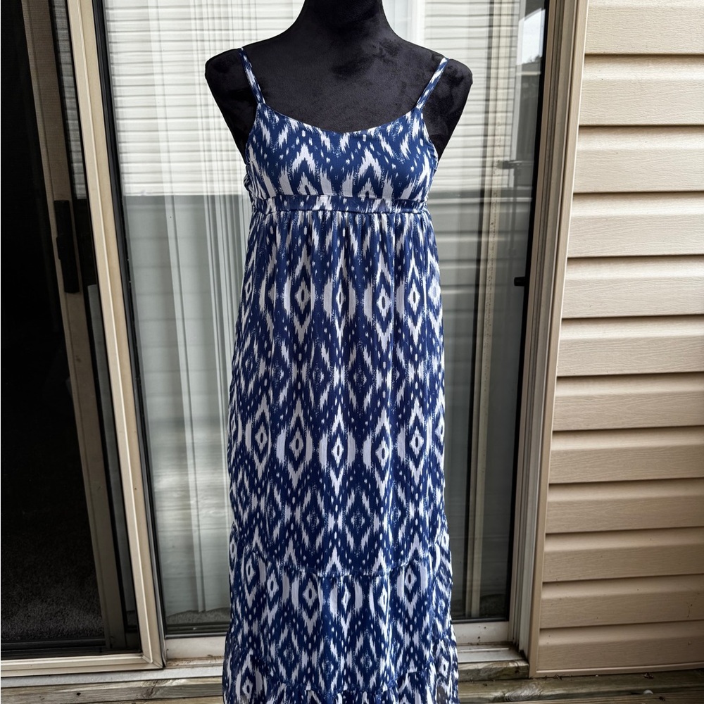 Blue Patterned Maxi Dress